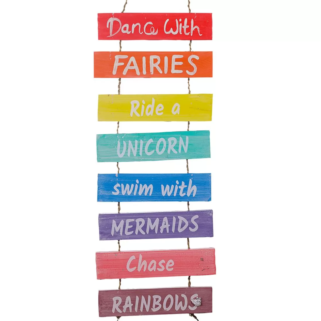 Decoración Temática | Decoración De Verano>DecoWoerner Colgador De Madera Good Mood En Colores Del Arco Iris 2 X 20 X 60 Cm multicolor