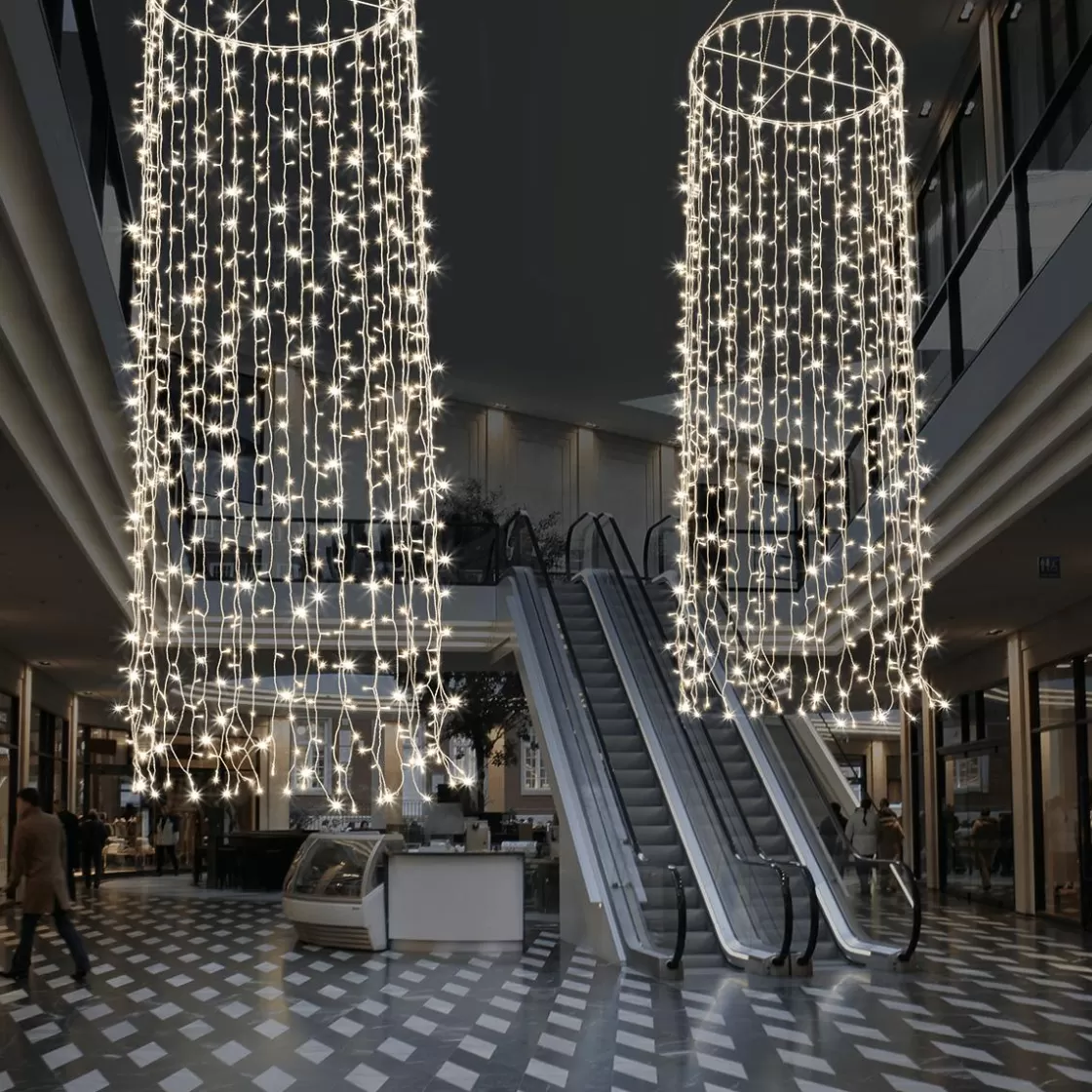 Luz Decorativa | Luces De Navidad>DecoWoerner Colgante De Cadenas De Luces LED 24V Para Interiores, 1200 LED, 500 X 100 Cm transparente