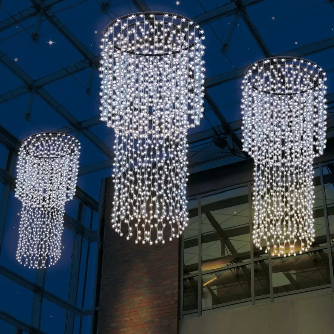 Luces De Navidad>DecoWoerner Colgante De Cadenas De Luces LED, Luz Blanca, 300 Cm, Ø 65 Cm blanco