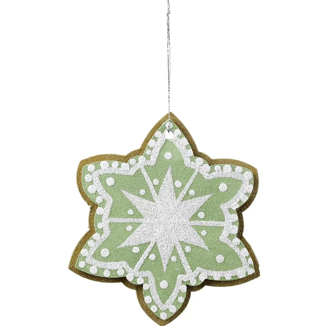 Figuras De Navidad>DecoWoerner Colgante De Navidad Estrella De Jengibre 14 Cm Ø 4 Piezas verde