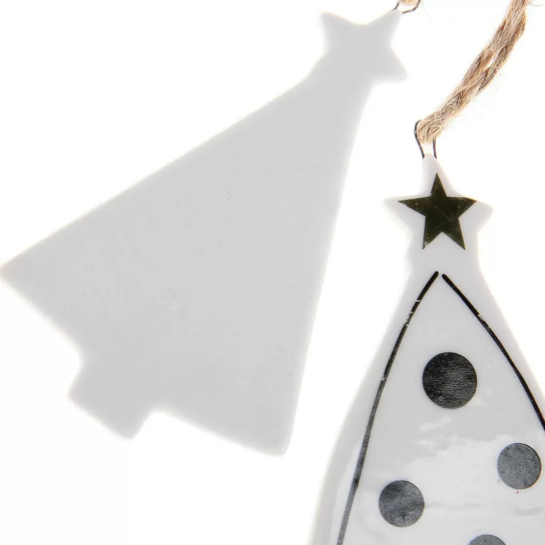 Figuras De Navidad>DecoWoerner Colgante Decorativo Abeto 8,5 Cm 3 Piezas blanco