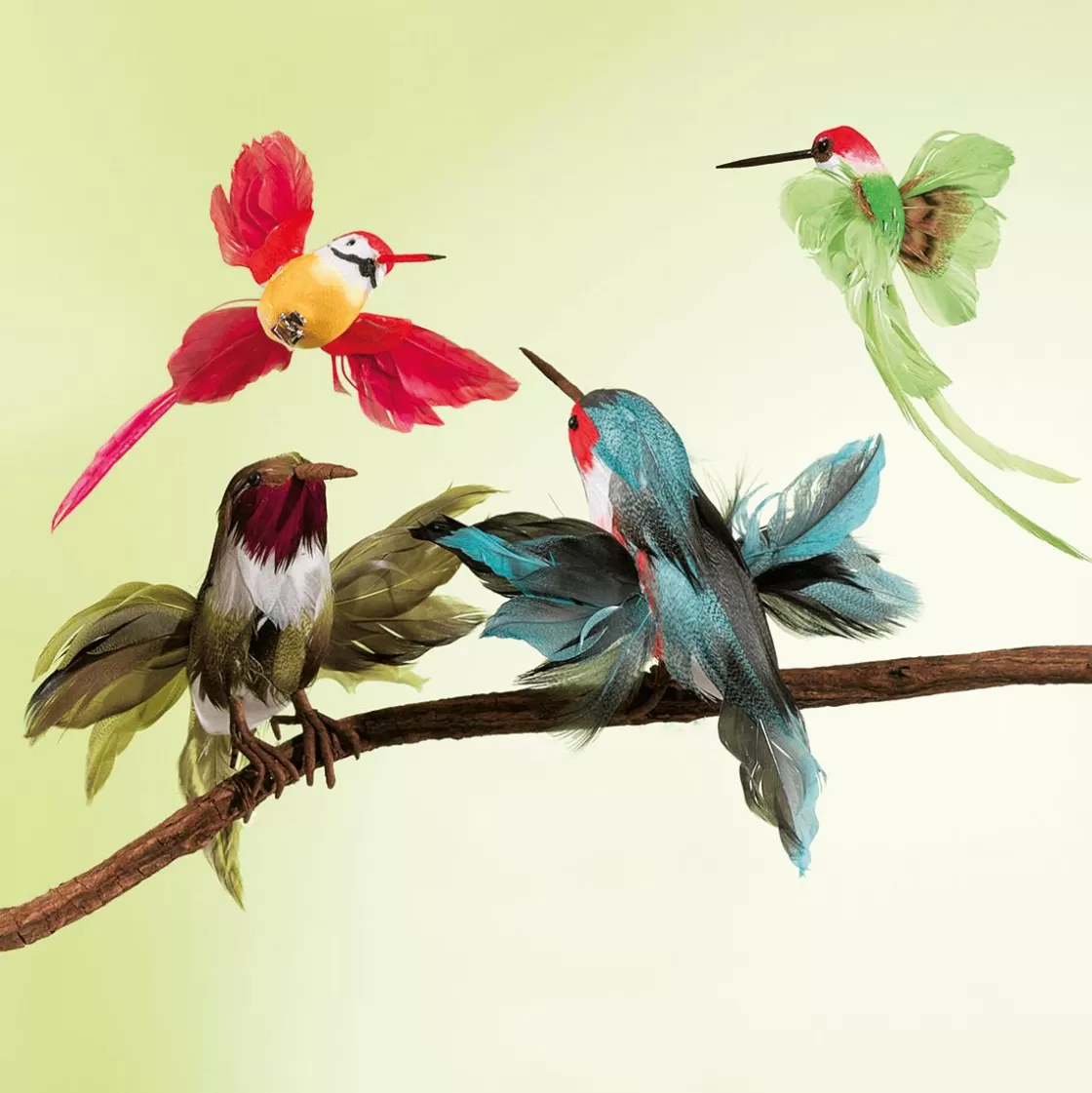 Decoración De Animales | Decoración De Verano>DecoWoerner Colibríes Decorativos 18 Cm , 3 Piezas verde
