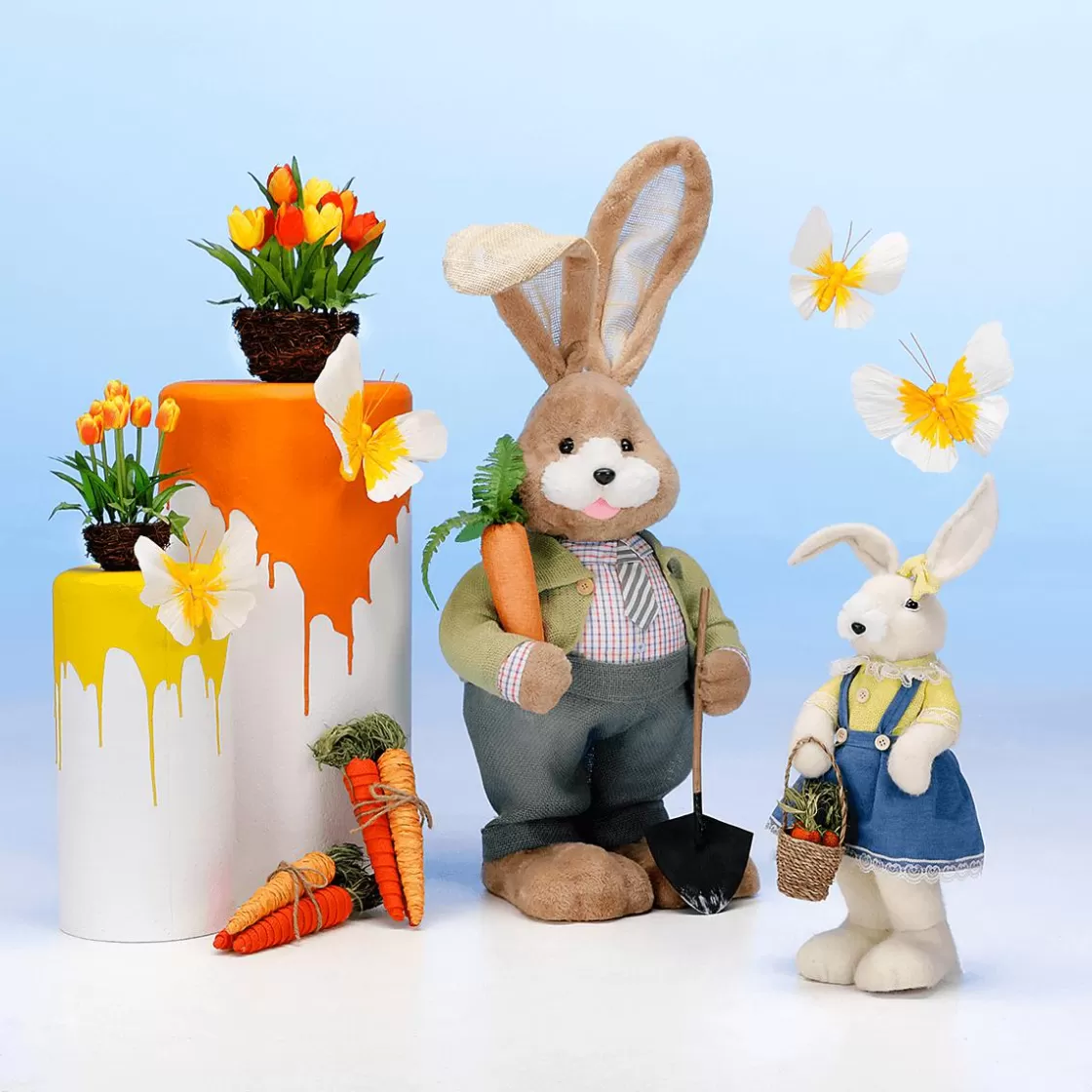 Decoración De Animales | Decoración De Pascua>DecoWoerner Conejo De Pascua Decorativo De 57 Cm De Altura, , Con Cesta Beige