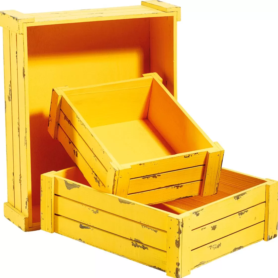 Expositores Para Tiendas | Macetas Y Artículos De Decoración>DecoWoerner Conjunto De Cajas De Madera, amarillo