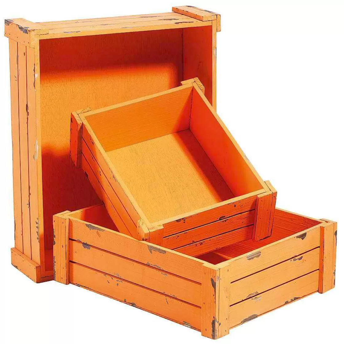 Expositores Para Tiendas | Macetas Y Artículos De Decoración>DecoWoerner Conjunto De Cajas De Madera, Ado naranja