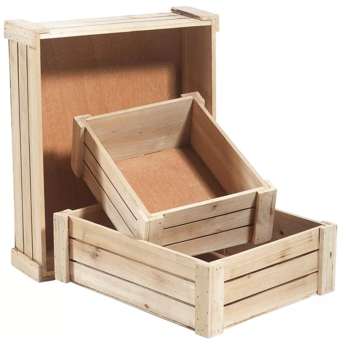 Expositores Para Tiendas | Macetas Y Artículos De Decoración>DecoWoerner Conjunto De Cajas De Madera, Natural marrón