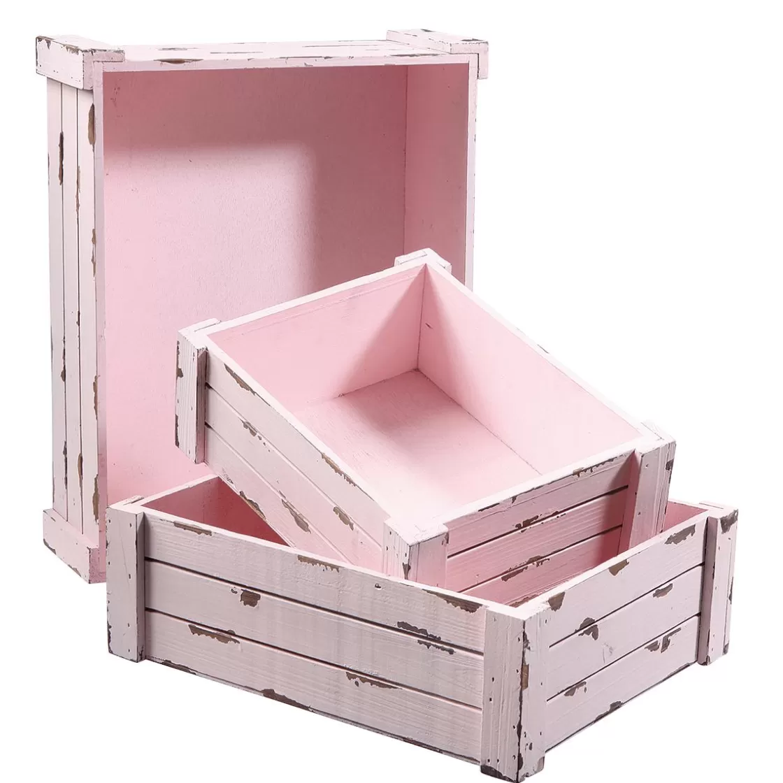 Expositores Para Tiendas | Macetas Y Artículos De Decoración>DecoWoerner Conjunto De Cajas De Madera, do rosa