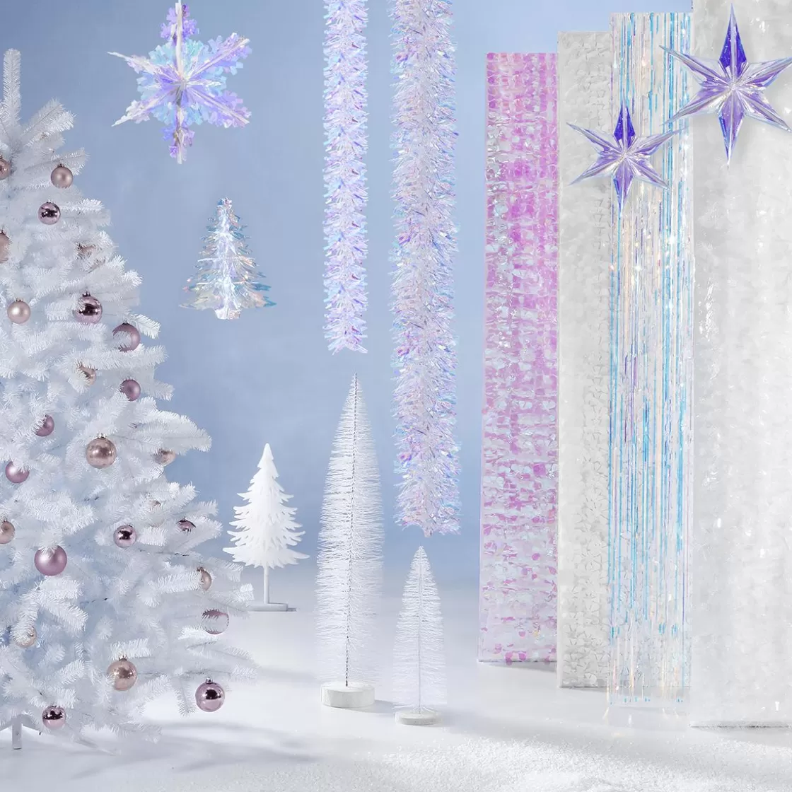 Decoración De Invierno | Figuras De Navidad>DecoWoerner Copo De Nieve Plegable De Plástico Iridiscente 40 Cm Ø transparente