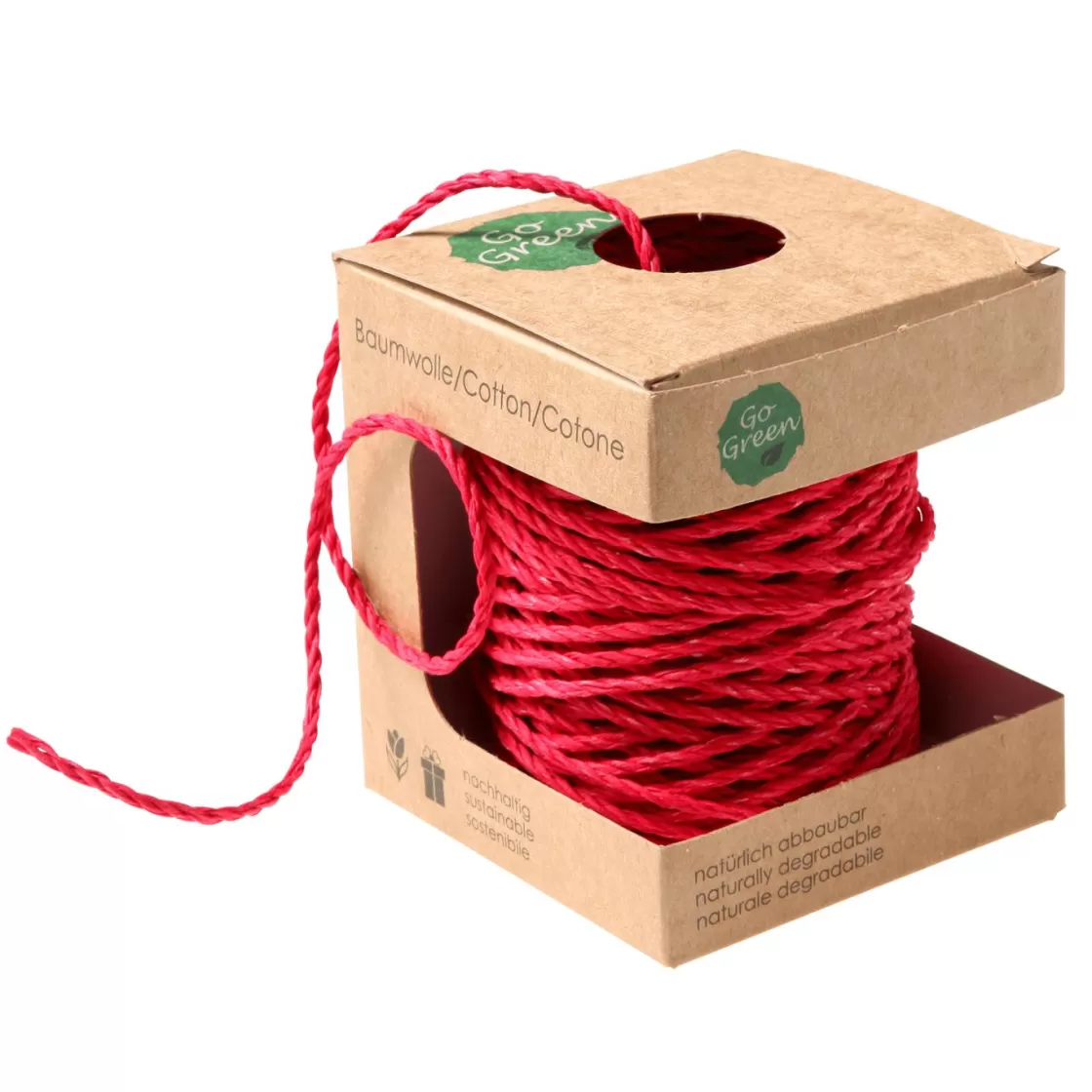 Cintas De Regalo | Go Green - Envoltorio Para Regalo Ecológico>DecoWoerner Cordón De Algodón Ecológico 3 Mm 30 M rojo