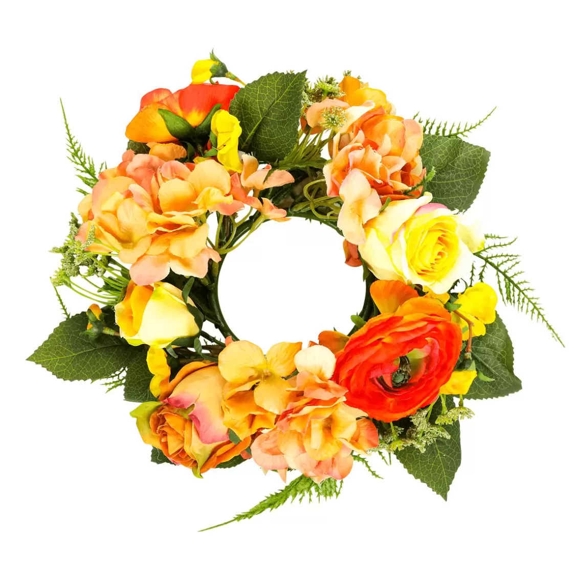 Decoración De Primavera | Ramos Y Coronas De Flores>DecoWoerner Corona De Flores De Hortensia Artificial 30 Cm Ø naranja