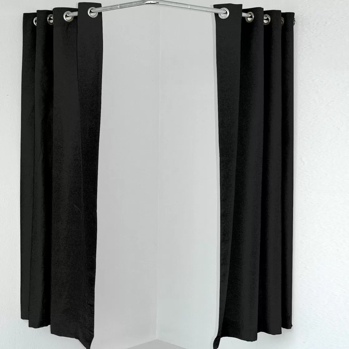 Probadores Y Cortinas>DecoWoerner Cortina De Esquina Para Cubículos, 200 Cm De Largo, Negra negro