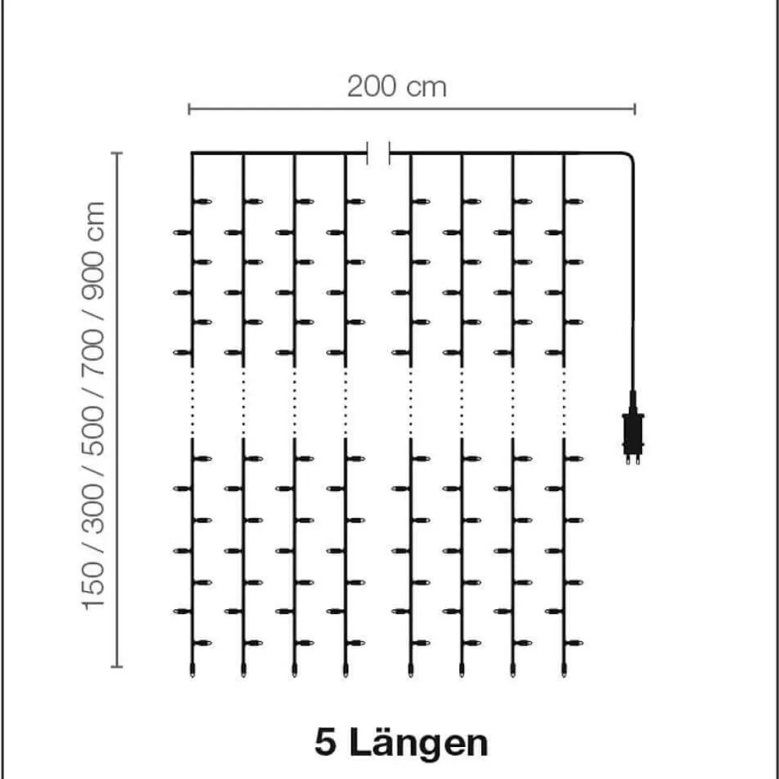Luces De Navidad>DecoWoerner Cortina De Luces LED 24V Para Exteriores, 500 LED, 300 X 200 Cm blanco