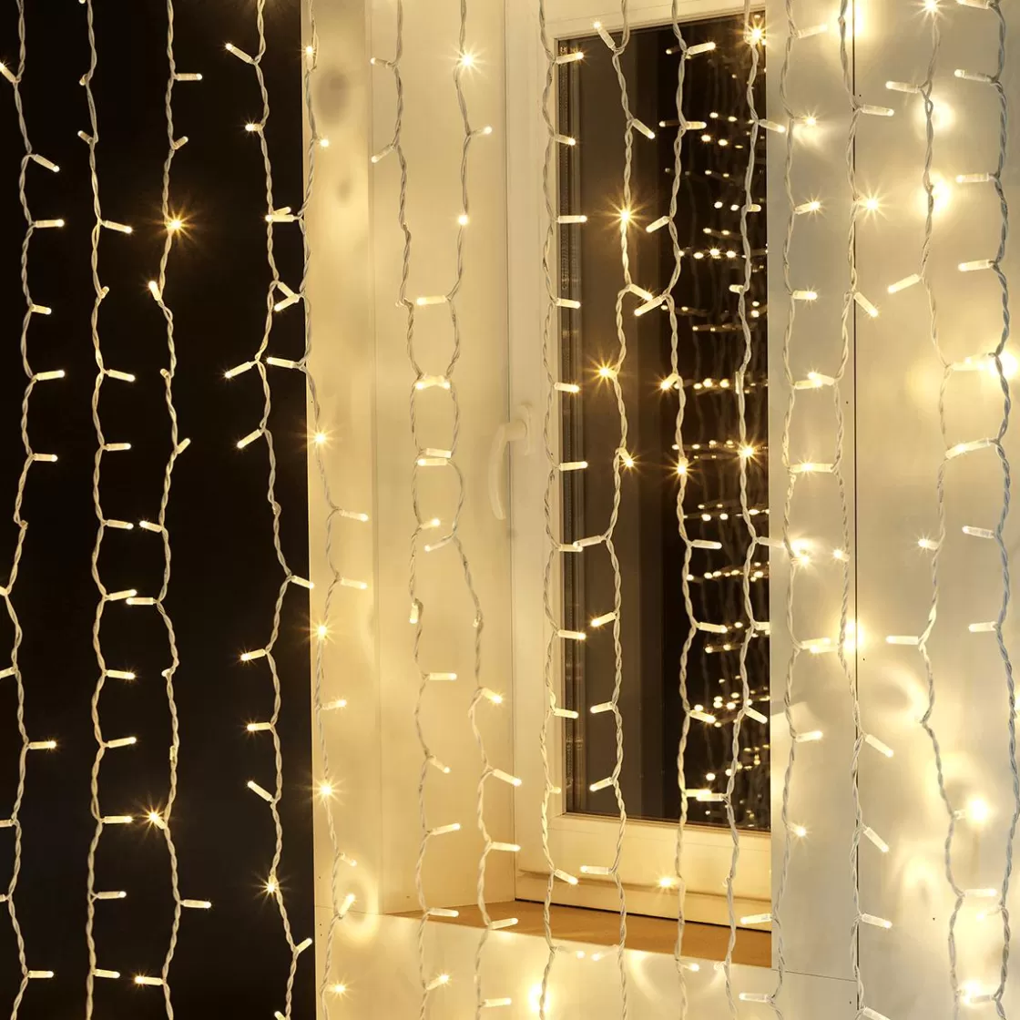 Luces De Navidad>DecoWoerner Cortina De Luz LED Profesional IP67, 900 Cm Sin Cable De Alimentación, Blanca