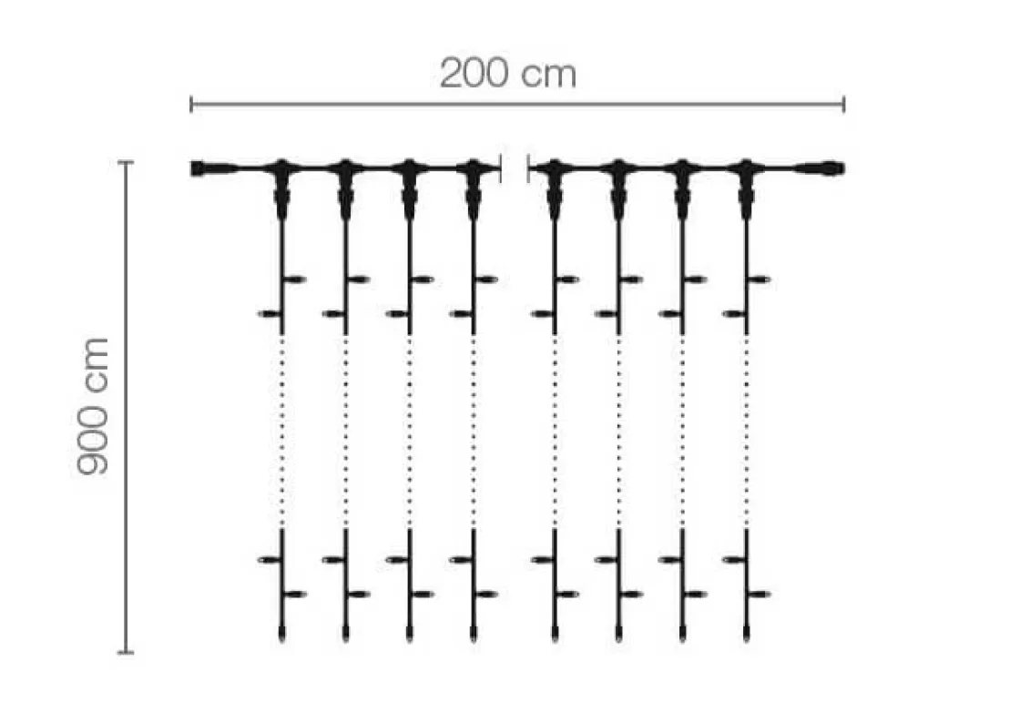 Luces De Navidad>DecoWoerner Cortina De Luz LED Profesional IP67, 900 Cm Sin Cable De Alimentación, Blanca