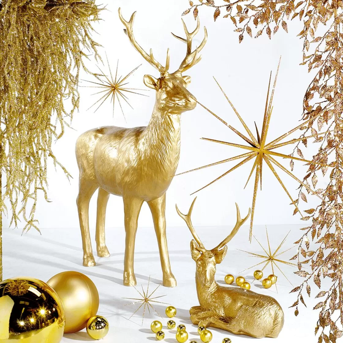 Decoración De Animales | Decoración De Otoño>DecoWoerner Corzo Macho Decorativo, Longitud: 70 Cm oro