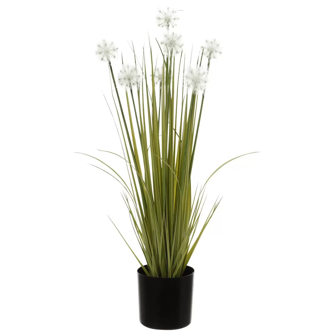 Decoración De Verano | Decoración De Primavera>DecoWoerner Césped Artificial Con Dientes De León En Maceta Negra 70 Cm verde