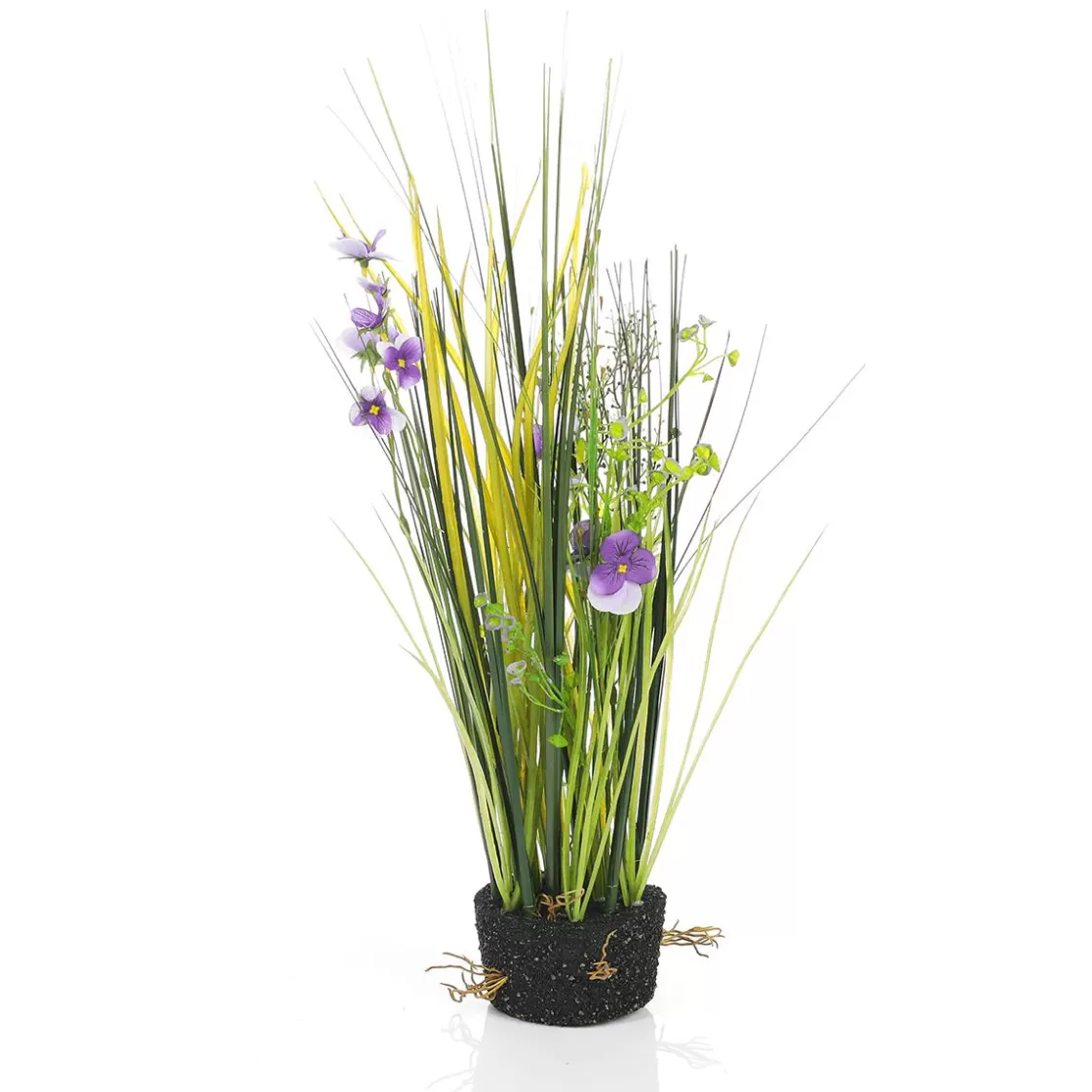 Hierba Decorativa | Flores Artificiales>DecoWoerner Césped Decorativo Con Pensamientos 48 Cm Púrpura violeta