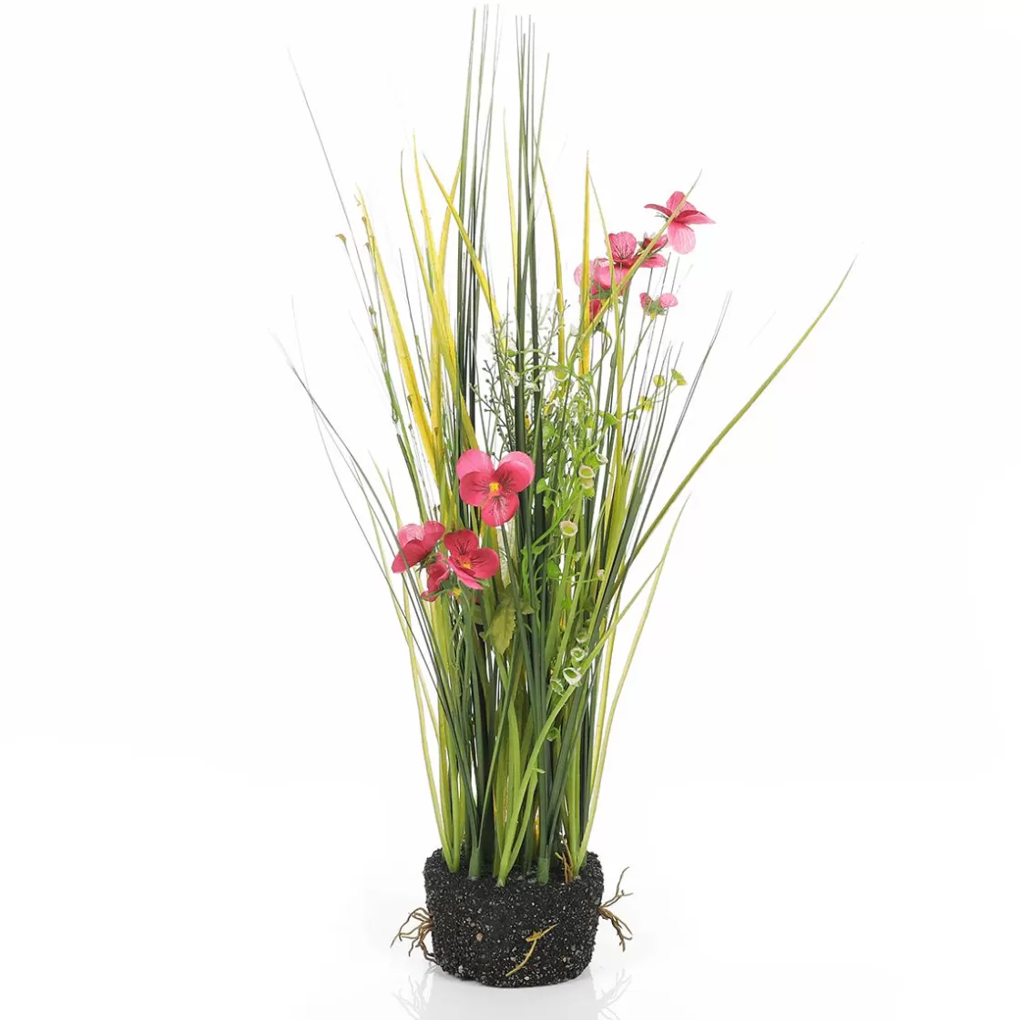 Hierba Decorativa | Flores Artificiales>DecoWoerner Césped Decorativo Con Pensamientos 48 Cm rosa