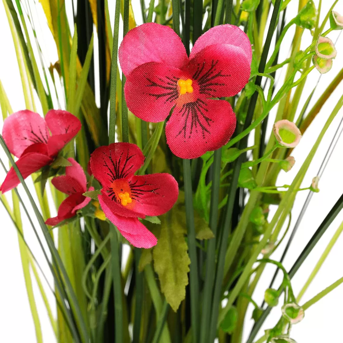 Hierba Decorativa | Flores Artificiales>DecoWoerner Césped Decorativo Con Pensamientos 48 Cm rosa