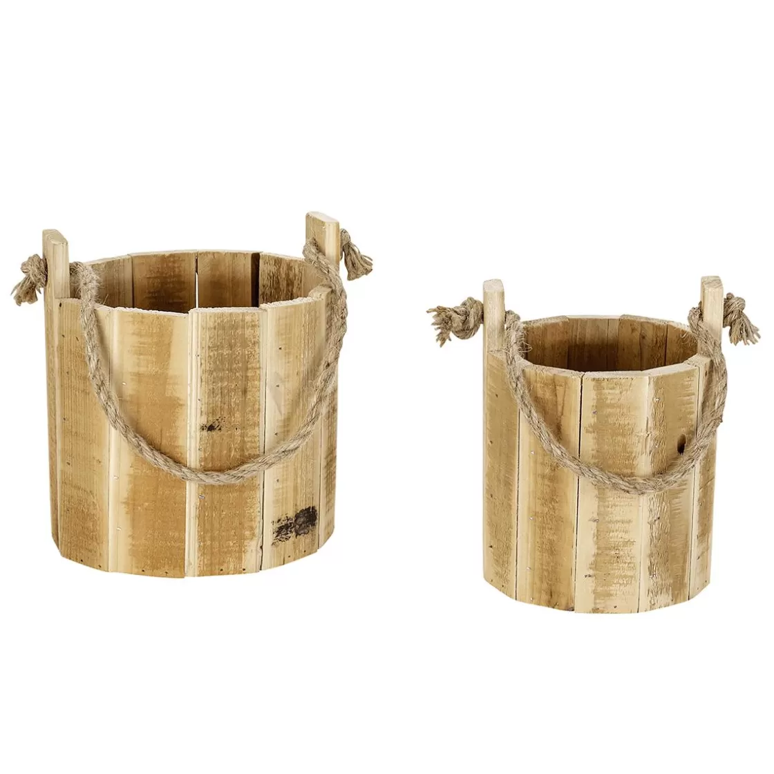 Decoración Natural | Decoración De Otoño>DecoWoerner Cubo Rústico De Madera En Set De 2, 21 Cm Madera natural