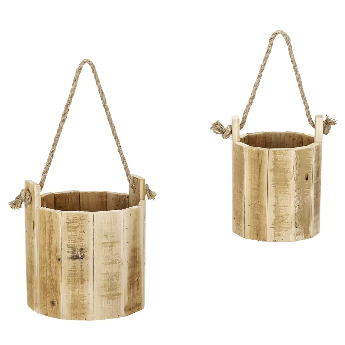 Decoración Natural | Decoración De Otoño>DecoWoerner Cubo Rústico De Madera En Set De 2, 21 Cm Madera natural