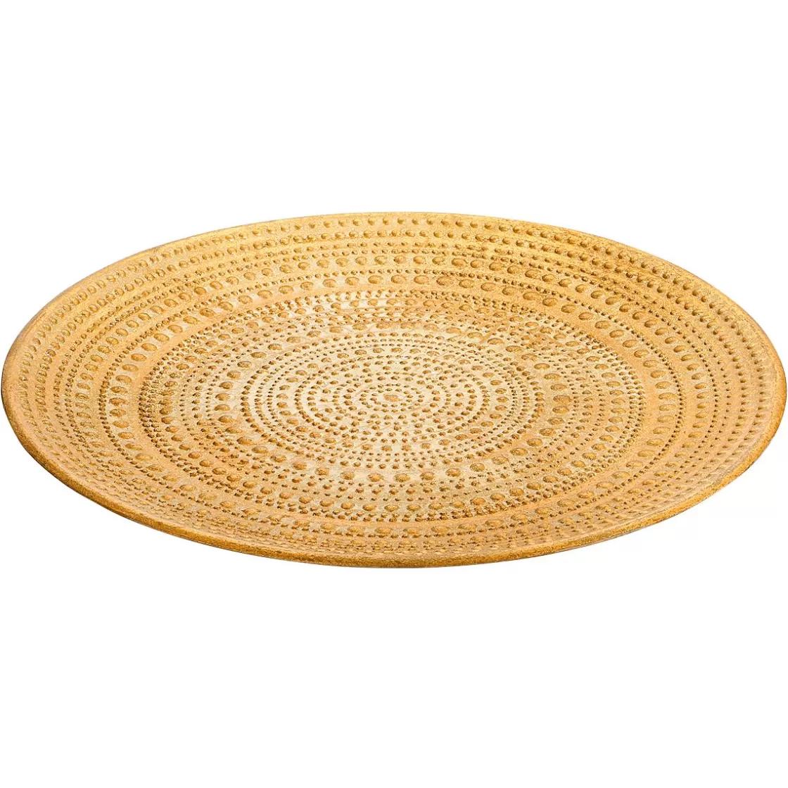 Decoración Natural>DecoWoerner Cuenco Decorativo De Madera Lacado En Oro Ø 49 Cm Con Adornos Beige