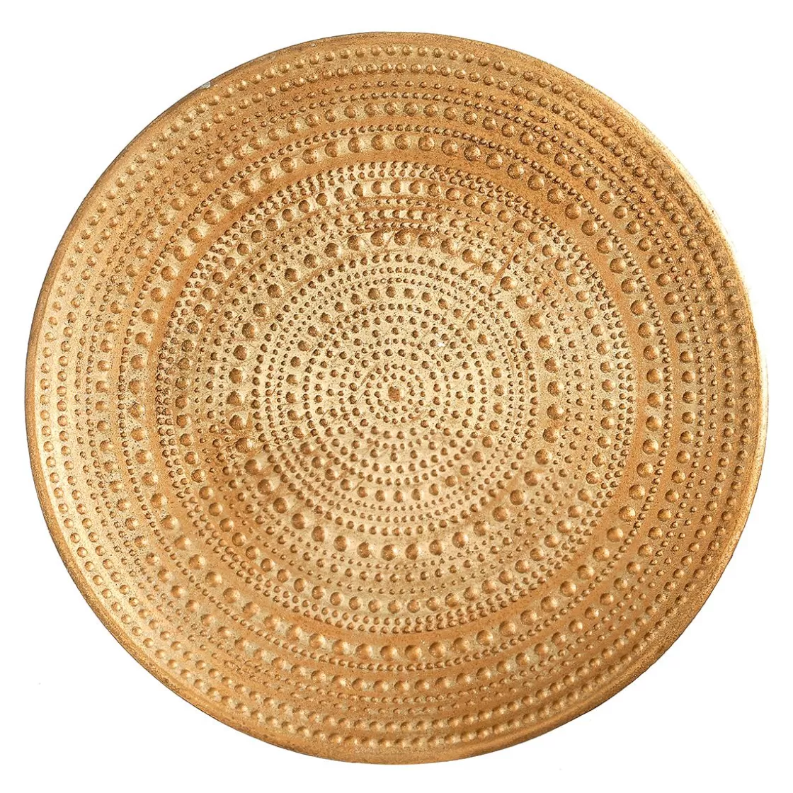 Decoración Natural>DecoWoerner Cuenco Decorativo De Madera Lacado En Oro Ø 49 Cm Con Adornos Beige