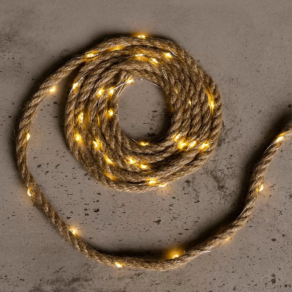 Luces De Navidad>DecoWoerner Cuerda De Cáñamo LED Marítima 295 X 1 X 1 Cm marrón