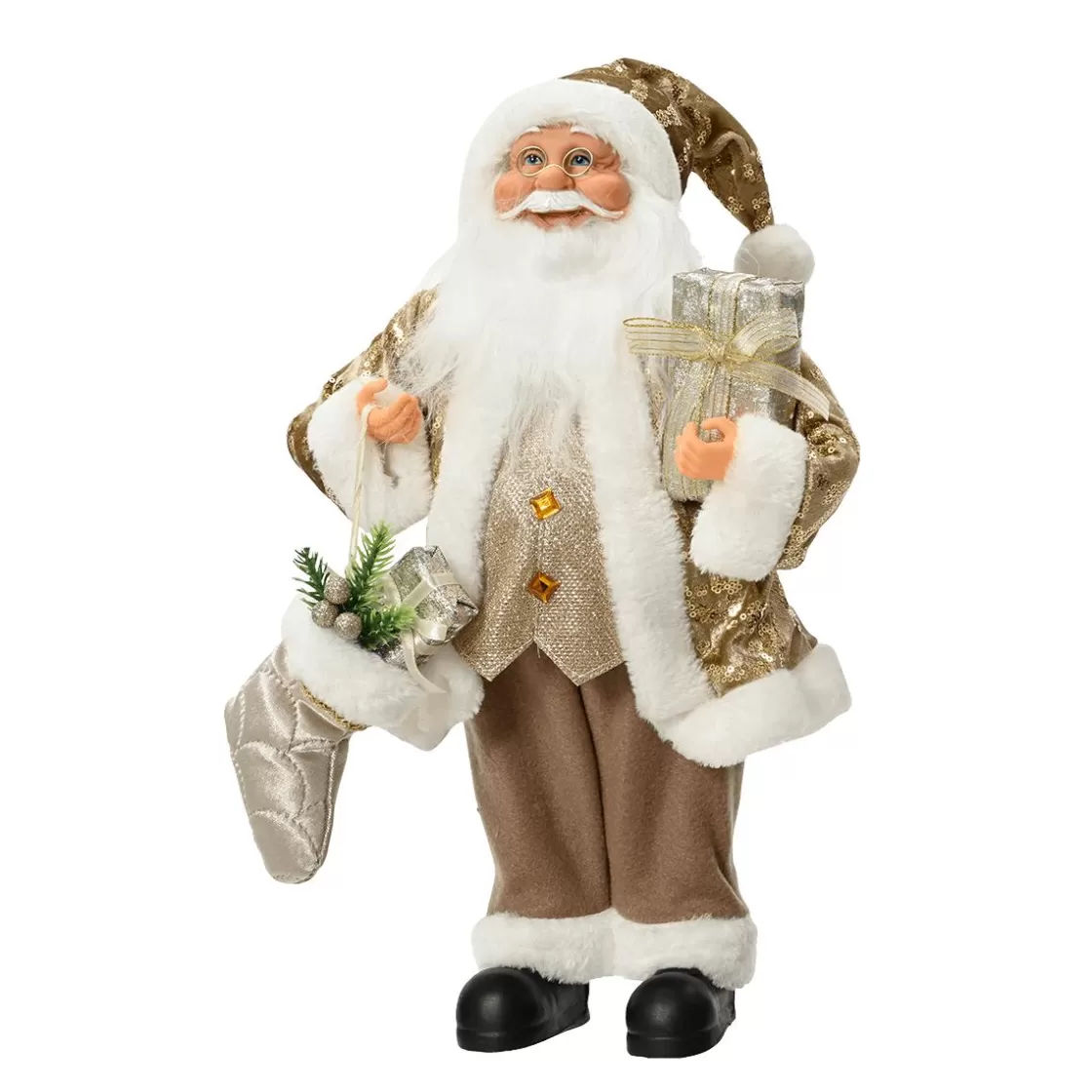 Figuras De Navidad>DecoWoerner Deco Papá Noel Con Botas 45 Cm Dorado oro