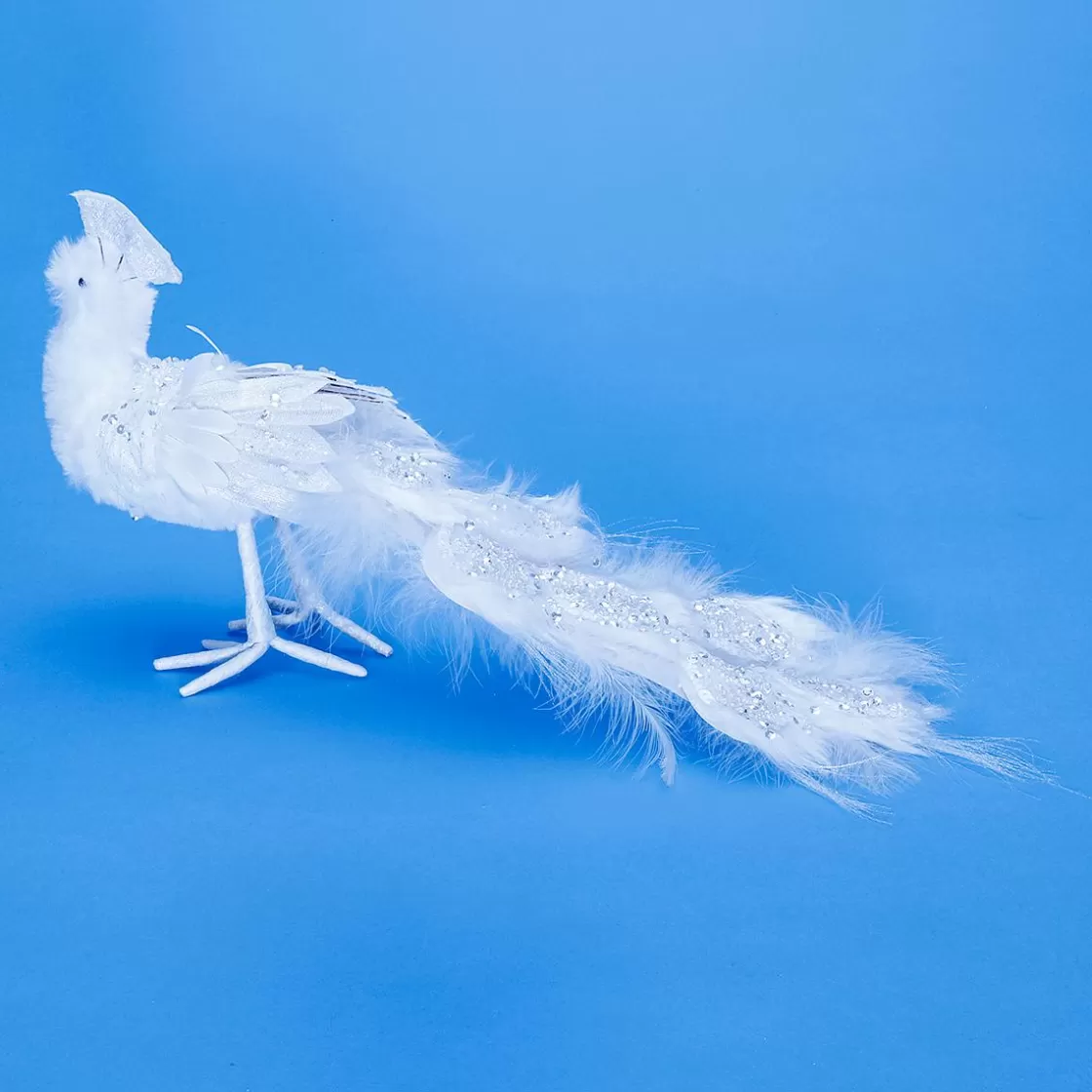 Decoración De Animales>DecoWoerner Deco Peacock Glitter 7 X 40 X 20 Cm blanco