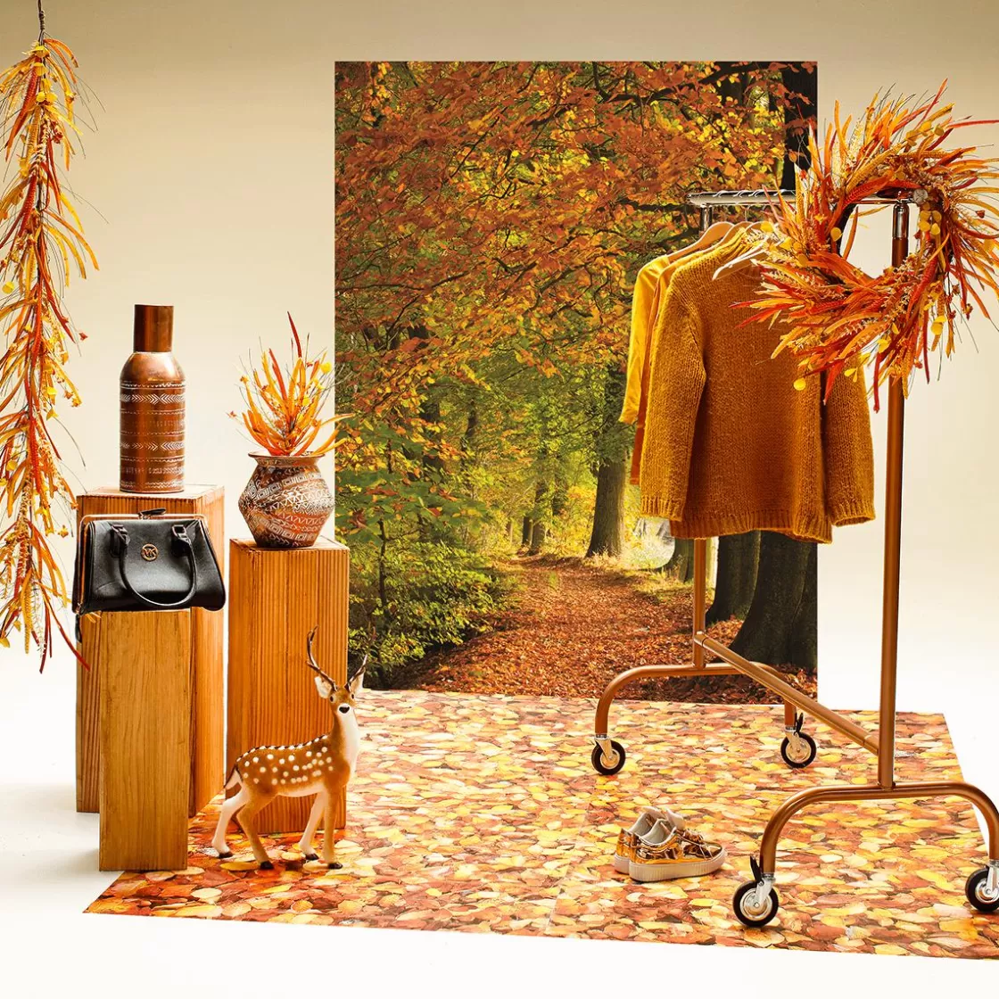 Decoración De Otoño | Ramas Y Ramitas>DecoWoerner Decoración Artificial De Otoño Rama "Autumn Mix" 2 Piezas 55 Cm naranja