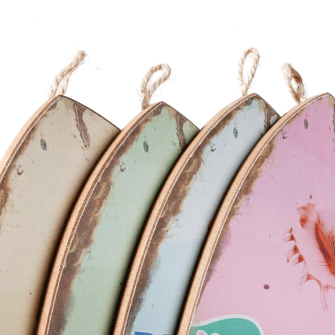 Decoración De Verano>DecoWoerner Decoración Mural Tabla De Surf Retro 4 Piezas, Pastel, 60 X 20 X 2 Cm multicolor