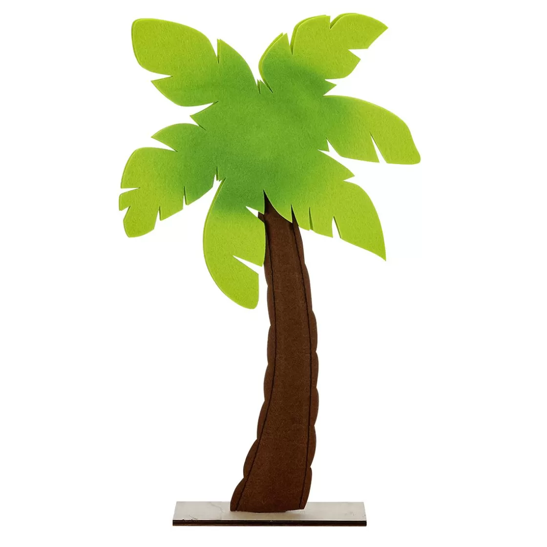 Decoración De Verano>DecoWoerner Decoración Palmera De Fieltro Sobre Base De Madera 53,50 Cm verde