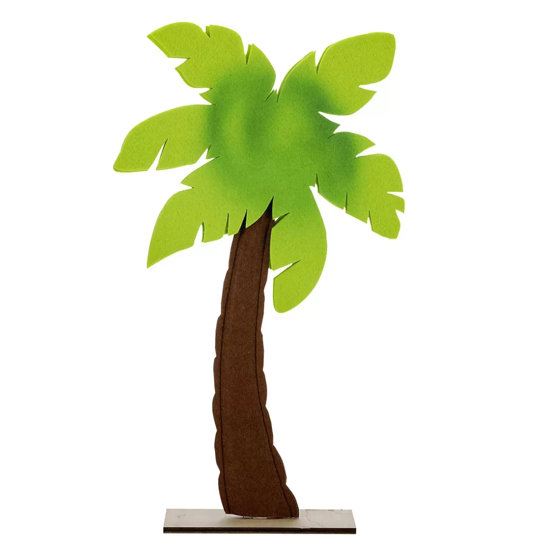 Decoración De Verano>DecoWoerner Decoración Palmera De Fieltro Sobre Base De Madera 53,50 Cm verde