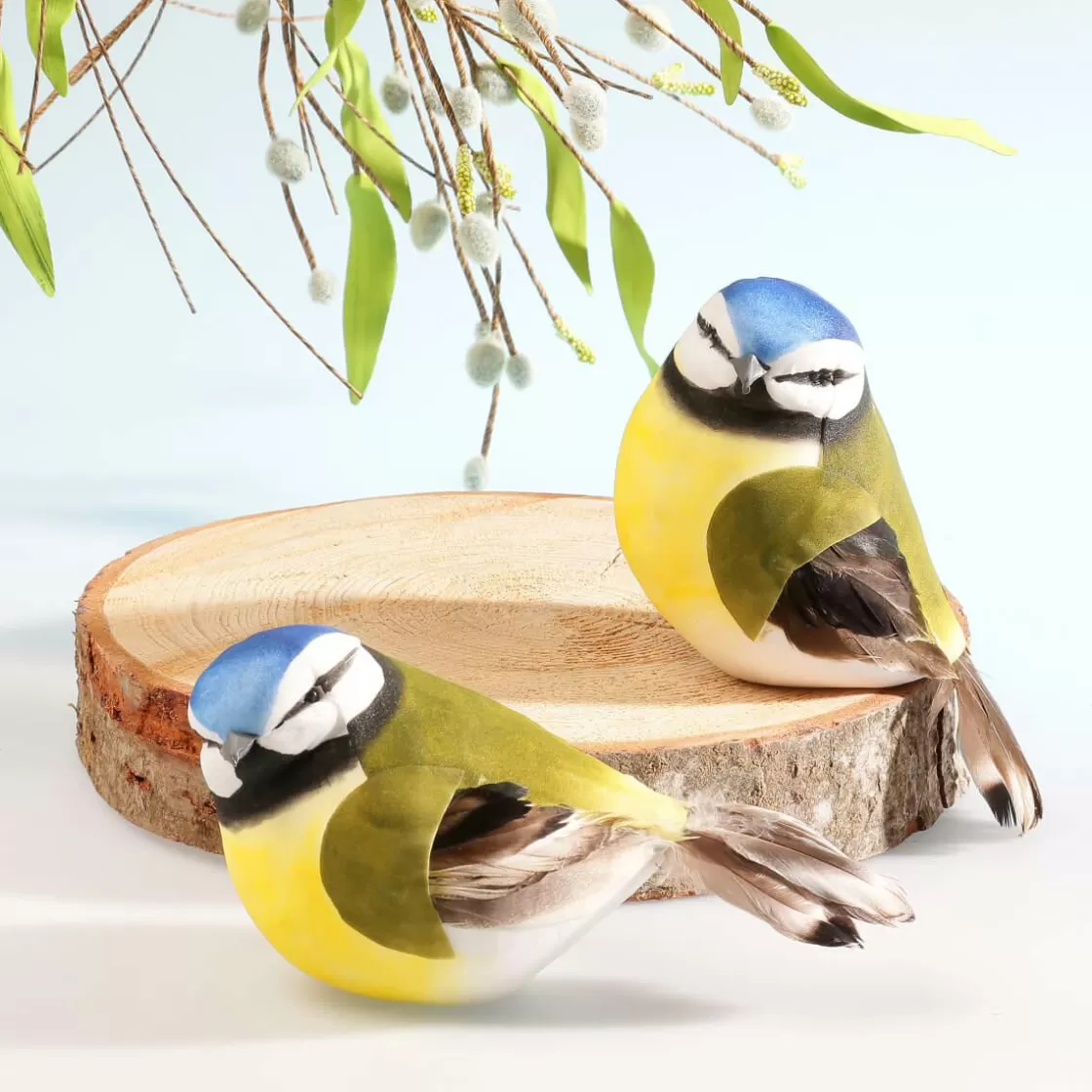 Decoración De Animales | Decoración De Primavera>DecoWoerner Decoración Pájaro Verde Amarillo 19 Cm azul