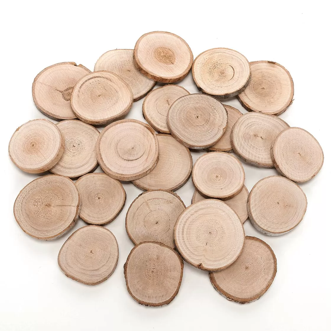 Decoración Dispersa | Decoración Natural>DecoWoerner Discos De Madera Auténtica De 5 - 7 Cm, 25 Piezas Madera natural