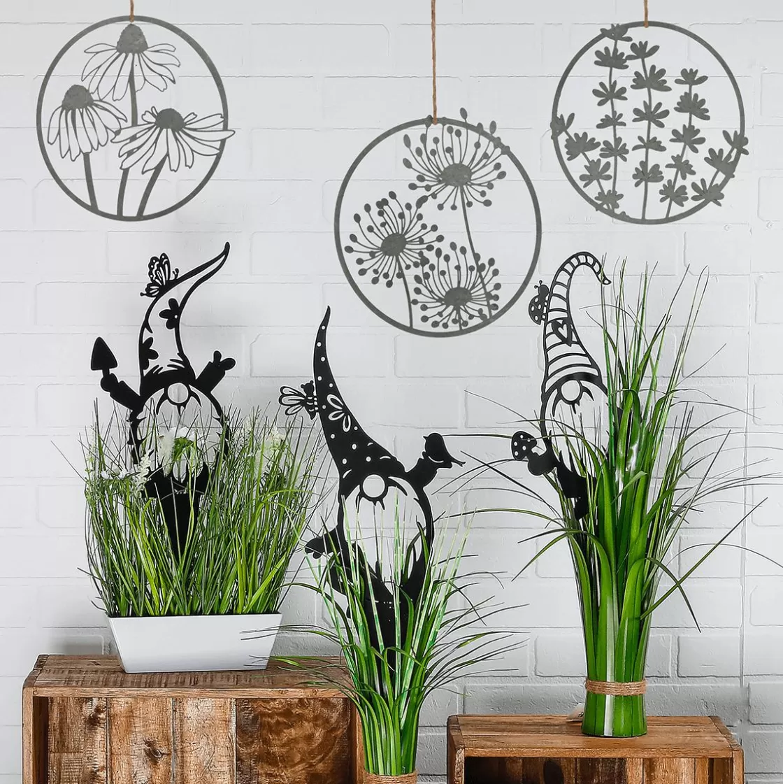Decoración De Verano>DecoWoerner Espiga De Tierra Enana De Metal, Negra, 50 Cm De Altura negro