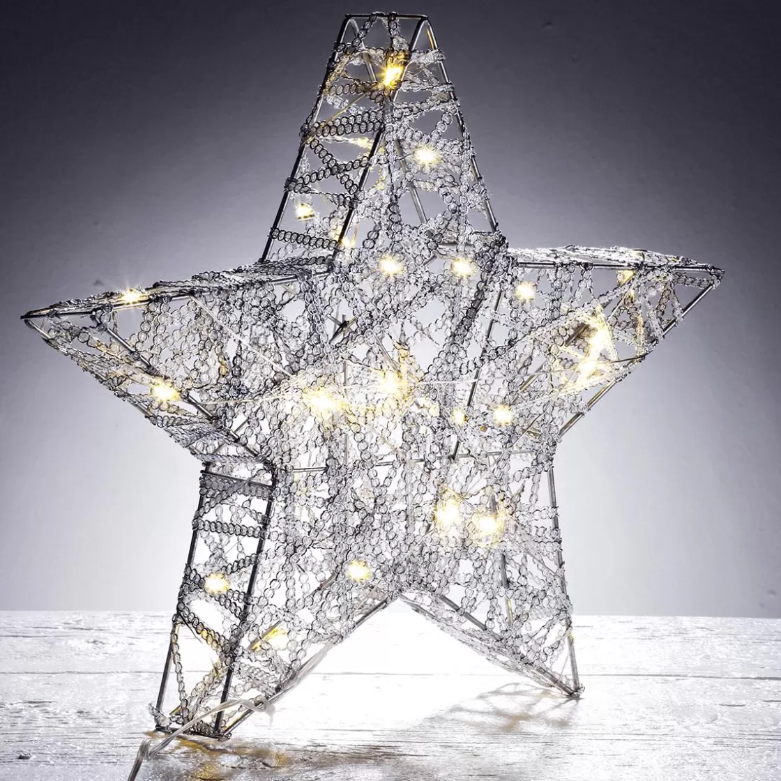 Luz Decorativa | Estrella De Navidad>DecoWoerner Estrella Metálica Decorativa LED De 30 Cm Que Funciona Con Pilas blanco