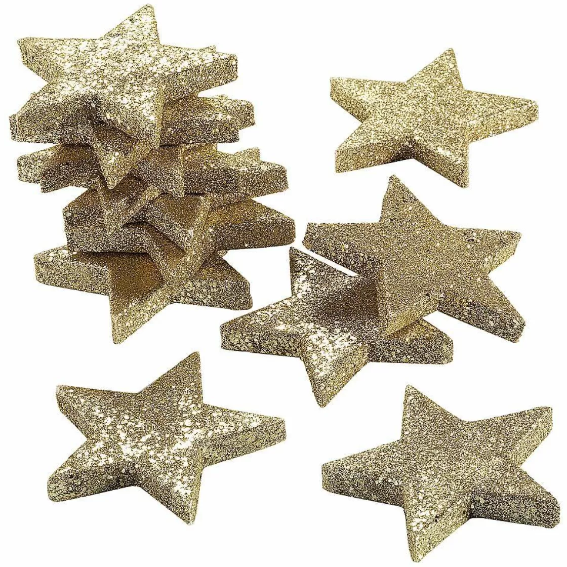 Decoración Dispersa | Estrella De Navidad>DecoWoerner Estrellas Brillantes Color Dorado, 12 Pz. oro
