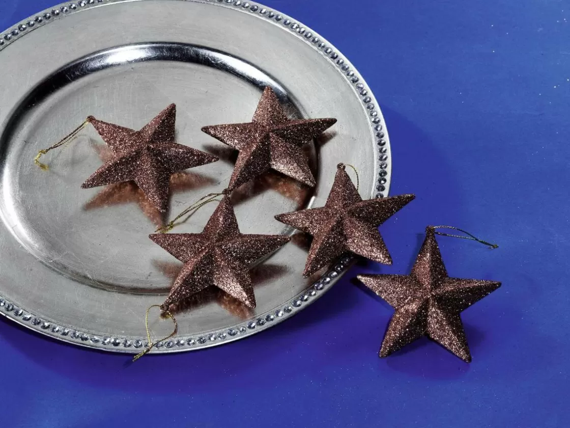 Estrella De Navidad>DecoWoerner Estrellas Brillantes Decorativas Nougat, Ø 10 Cm, 5 Piezas marrón