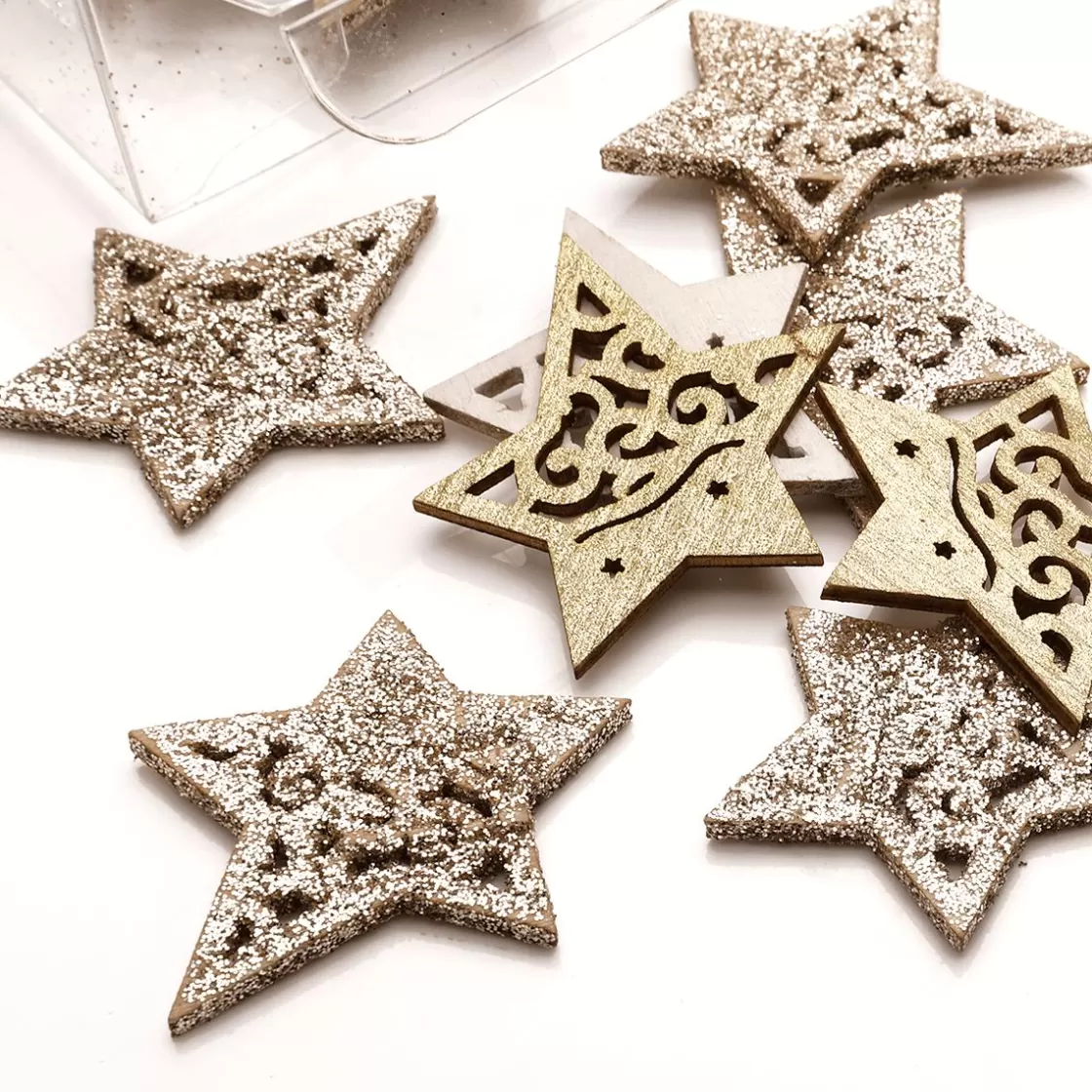 Decoración De Otoño | Decoración Dispersa>DecoWoerner Estrellas De Madera Dispersas 72 Piezas 4 Cm oro