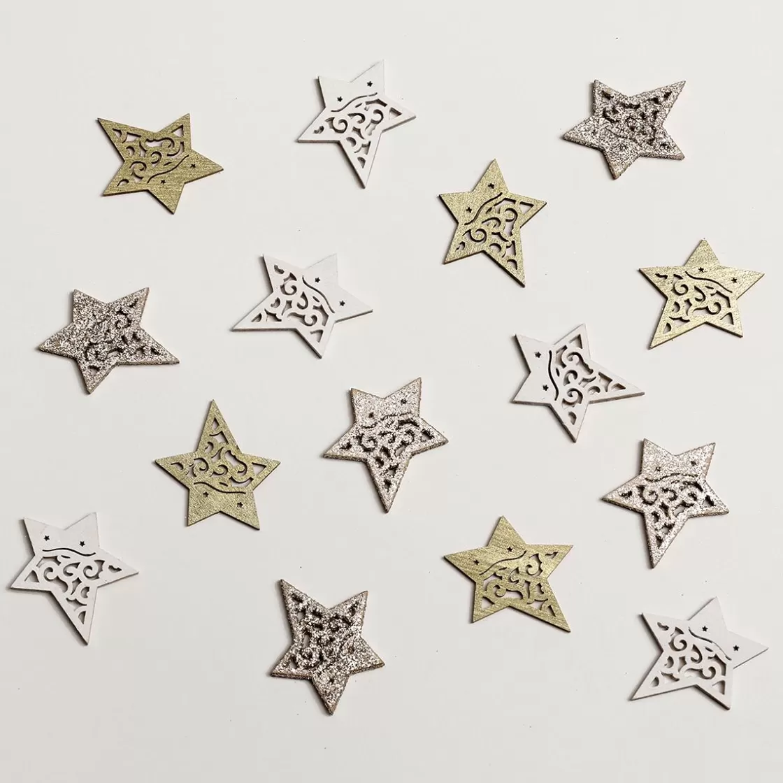 Decoración De Otoño | Decoración Dispersa>DecoWoerner Estrellas De Madera Dispersas 72 Piezas 4 Cm oro