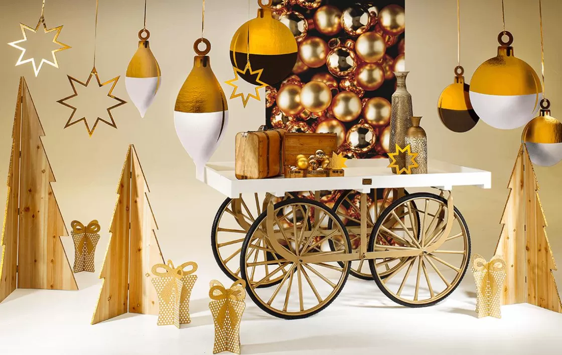 Decoración Navideña Xxl>DecoWoerner Expositor De Bolas De Navidad En Forma De Gota 37 X 81 Cm Oro blanco