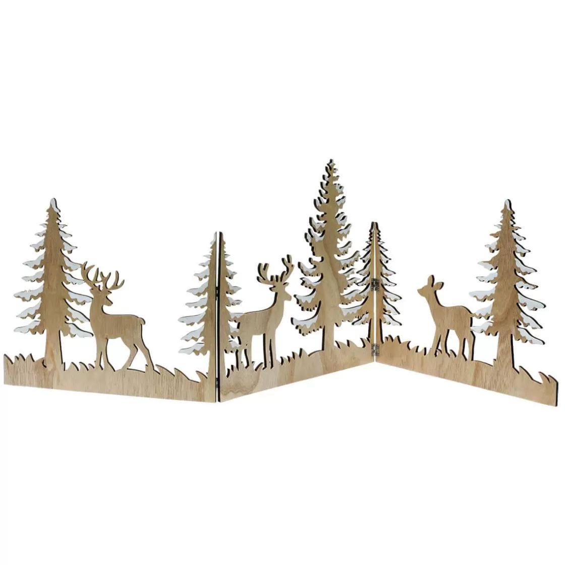 Decoración Natural | Figuras De Navidad>DecoWoerner Expositor De Madera De Pie "La Magia Del Bosque" 90 Cm Madera natural