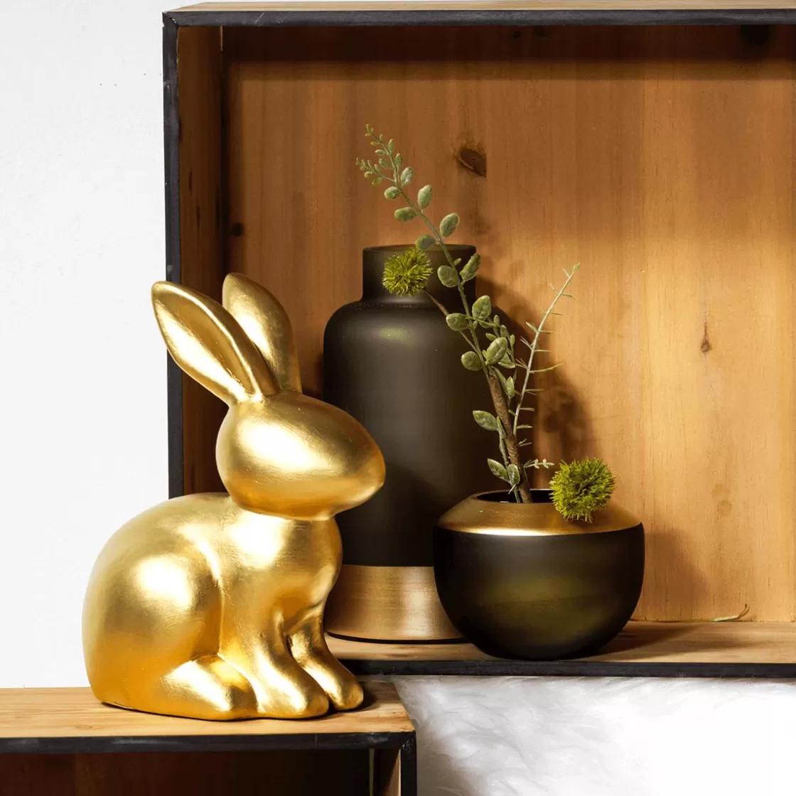 Decoración De Animales | Decoración De Pascua>DecoWoerner Figura Decorativa Conejo De Pascua Dorado, 50 Cm oro