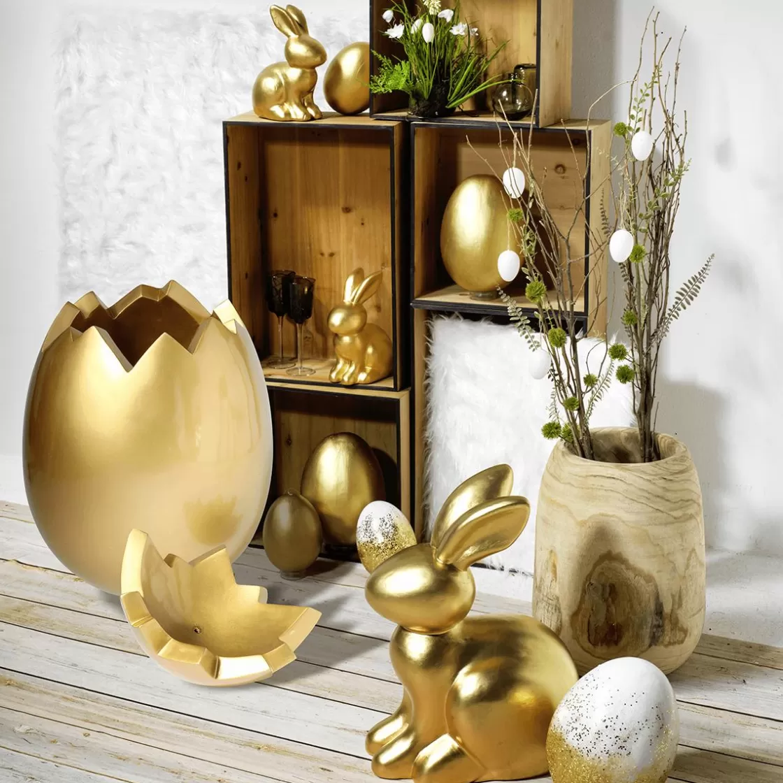 Decoración De Animales | Decoración De Pascua>DecoWoerner Figura Decorativa Conejo De Pascua Dorado, 50 Cm oro