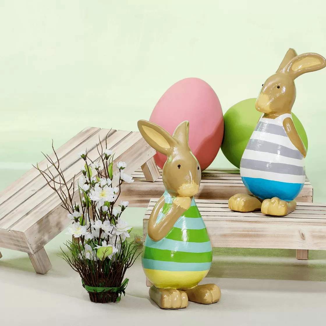 Decoración De Animales | Decoración De Pascua>DecoWoerner Figura Decorativa Conejo De Pascua , 39 Cm verde