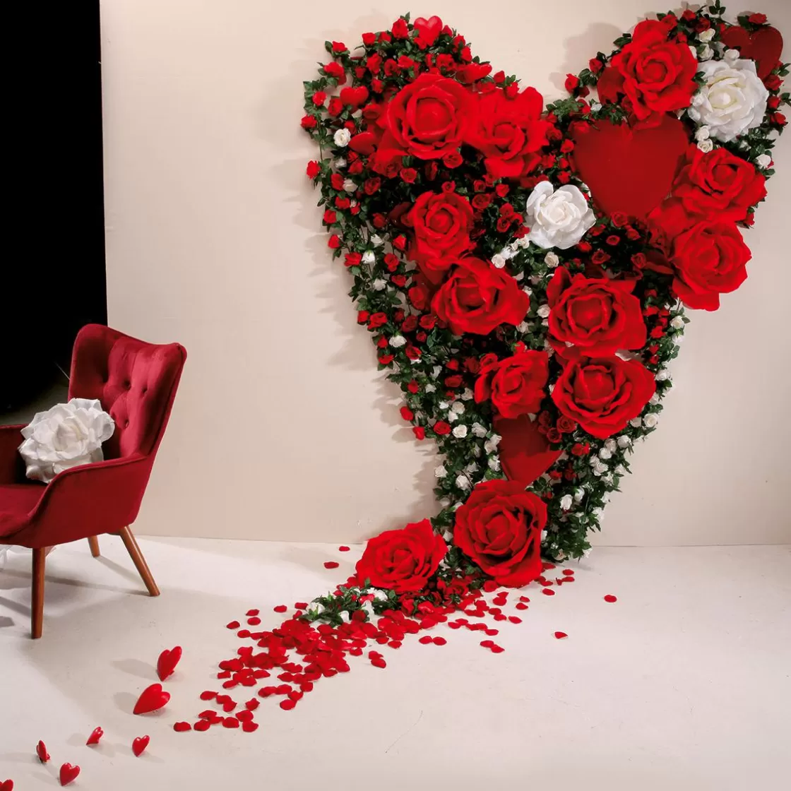 Decoración Temática | Cabezas De Flores Artificiales>DecoWoerner Flor Del Rosal XL Artificial, Ø 40 Cm, Color rojo