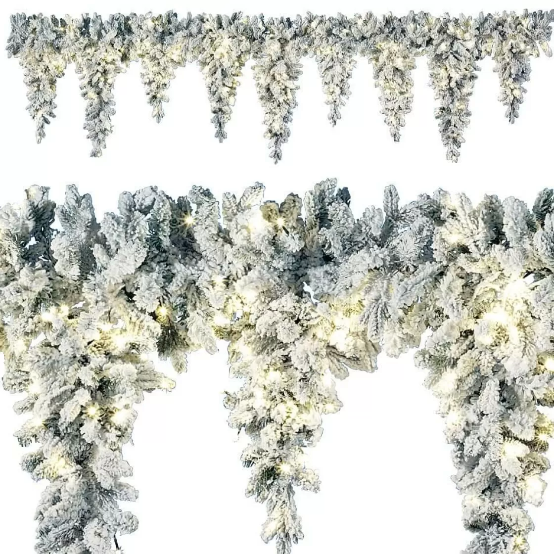 Guirnaldas De Navidad>DecoWoerner Guirnalda De Abeto Con Carámbanos LED Cubierta De Nieve, 270 Cm blanco