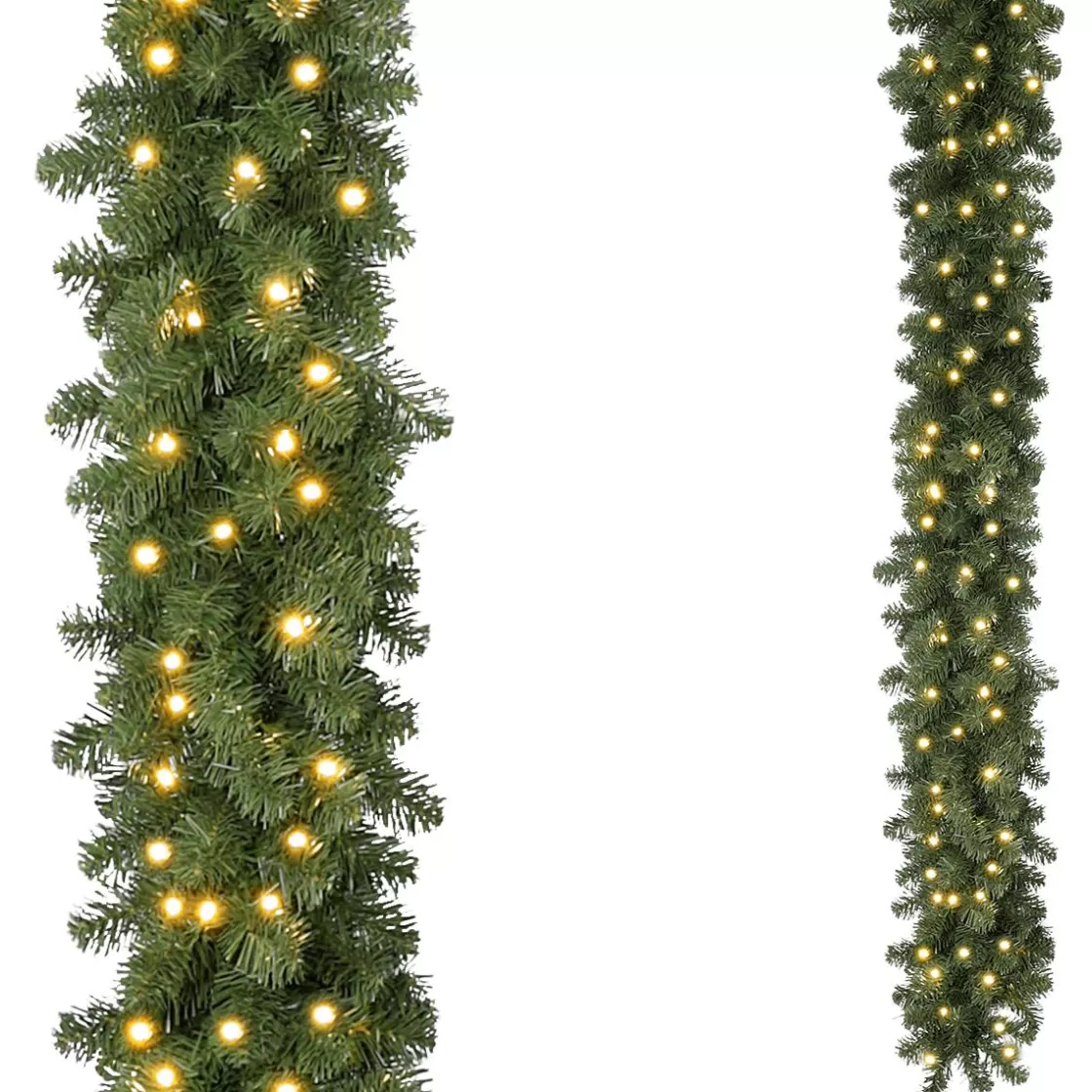 Decoración De Invierno | Guirnaldas De Navidad>DecoWoerner Guirnalda De Abetos Con LED Blanco Cálido, 270 Cm verde